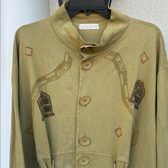 Vintage 90’s BLUE FISH Organic Cotton Hand Painted Button-Up Boho Jacket - Picture 4 of 15